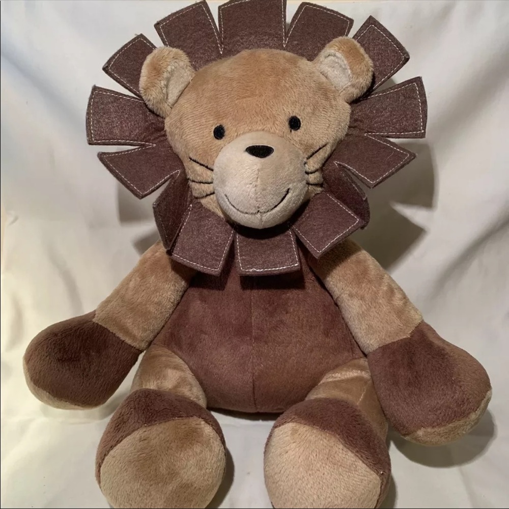 Lambs & Ivy Lion Dark Brown Tan Plush Stuffed animal toy with Felt Mane Toy  11"
